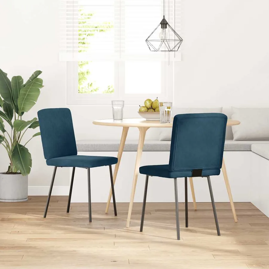 Chaises à manger lot de 2 Bleu Velours