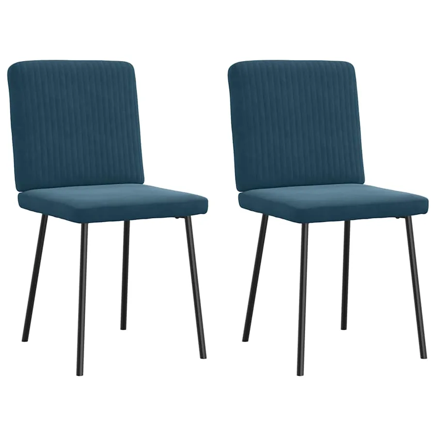 Chaises à manger lot de 2 Bleu Velours - 2