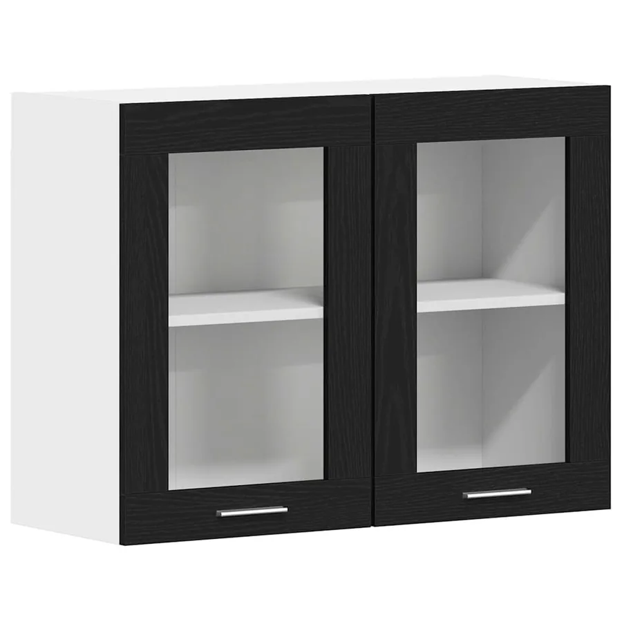 Armoire suspendue avec étagère Lyon Chêne noir 80 x 31 x 60 cm - 2