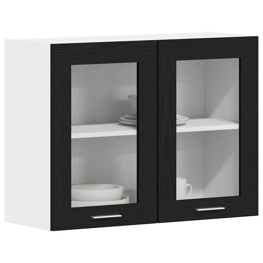 Armoire suspendue avec étagère Lyon Chêne noir 80 x 31 x 60 cm - 3
