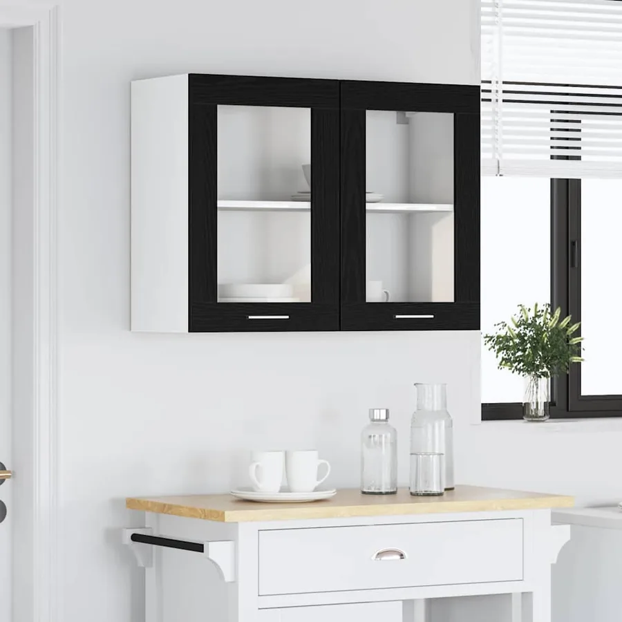 Armoire suspendue avec étagère Lyon Chêne noir 80 x 31 x 60 cm - 4