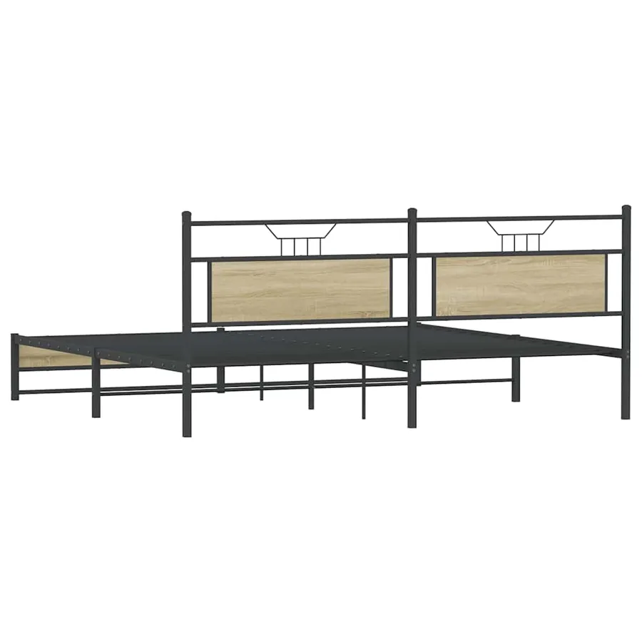 Cadre de lit en métal sans matelas chêne sonoma 193x201 cm - 8