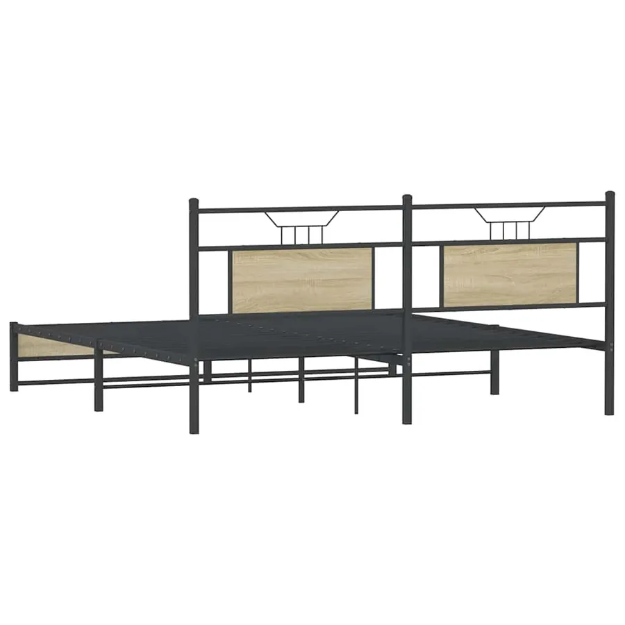 Cadre de lit en métal sans matelas chêne sonoma 180x200 cm - 8
