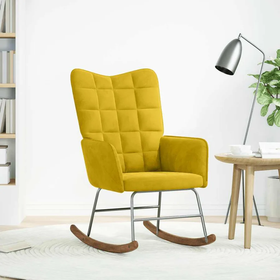 Chaise à bascule Jaune Velours - 2