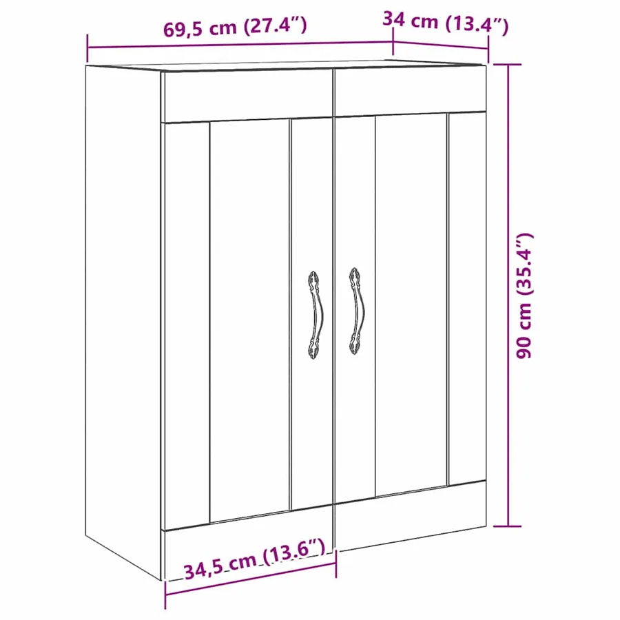 Meuble mural Bois Ancien 69,5 x 34 x 90 cm Bois d'ingénierie - 12