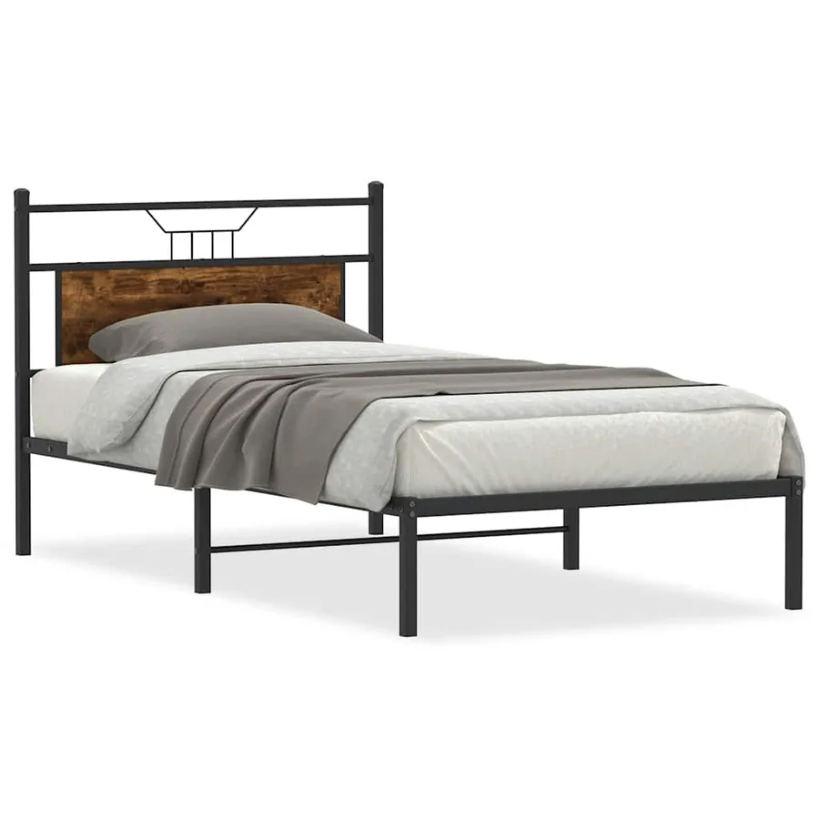 Cadre de lit sans matelas chêne fumé 107x203 cm bois ingénierie - 2