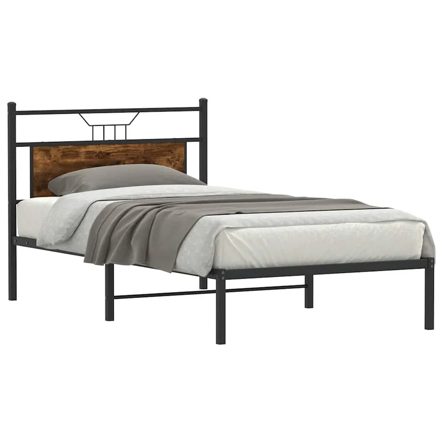 Cadre de lit sans matelas chêne fumé 107x203 cm bois ingénierie - 3