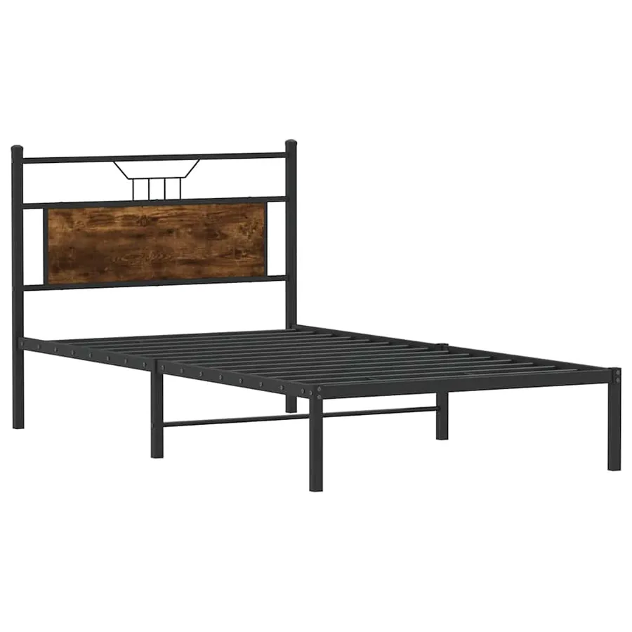 Cadre de lit sans matelas chêne fumé 107x203 cm bois ingénierie - 5
