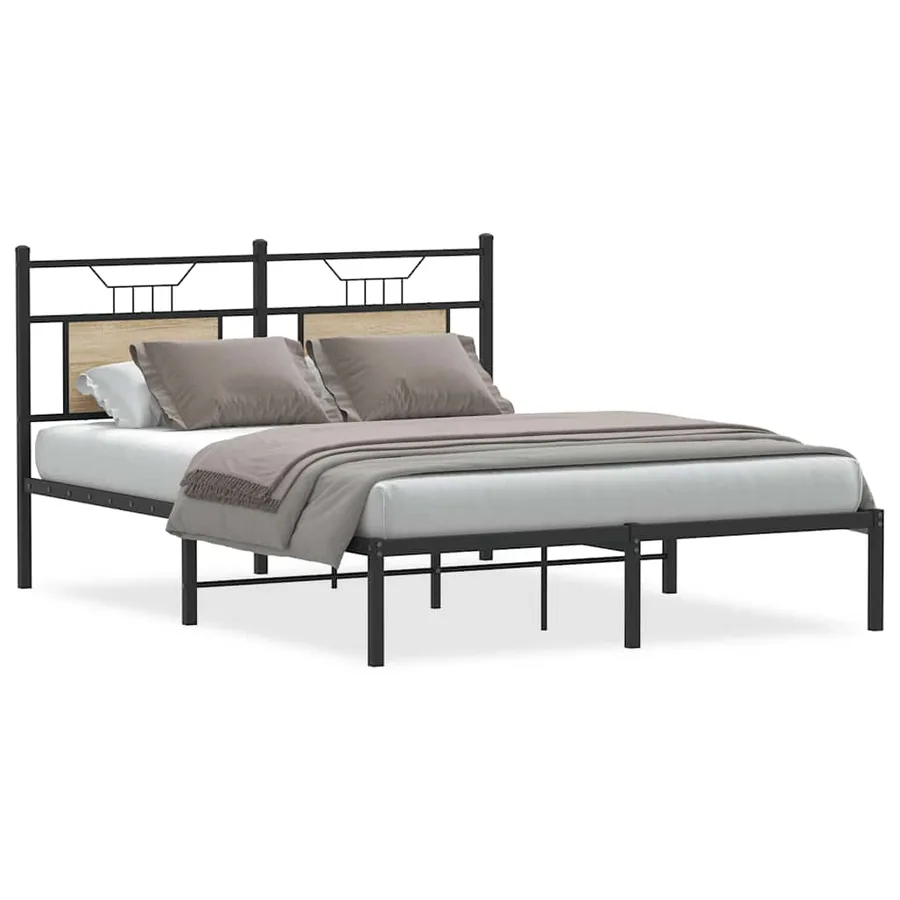 Cadre de lit sans matelas chêne sonoma 137x190 cm - 2