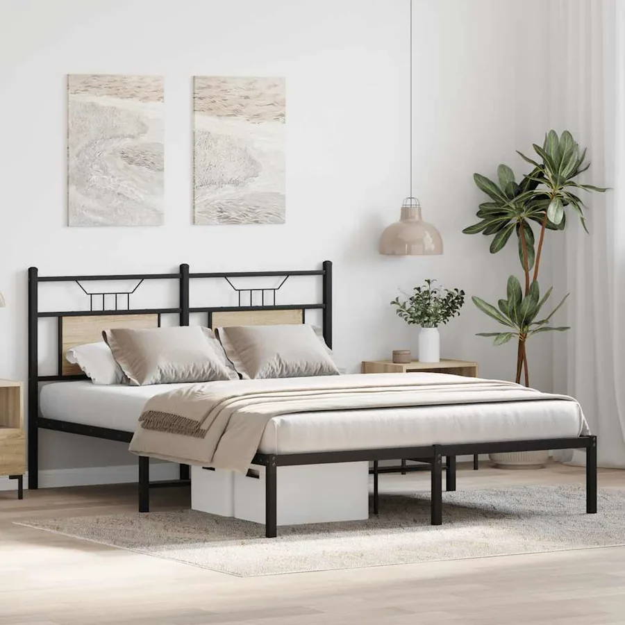 Cadre de lit sans matelas chêne sonoma 137x190 cm - 4