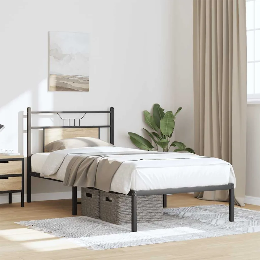 Cadre de lit sans matelas chêne sonoma 90x200 cm - 4