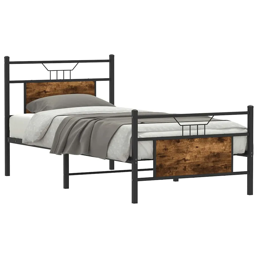 Cadre de lit sans matelas chêne fumé 75x190cm bois d'ingénierie - 3