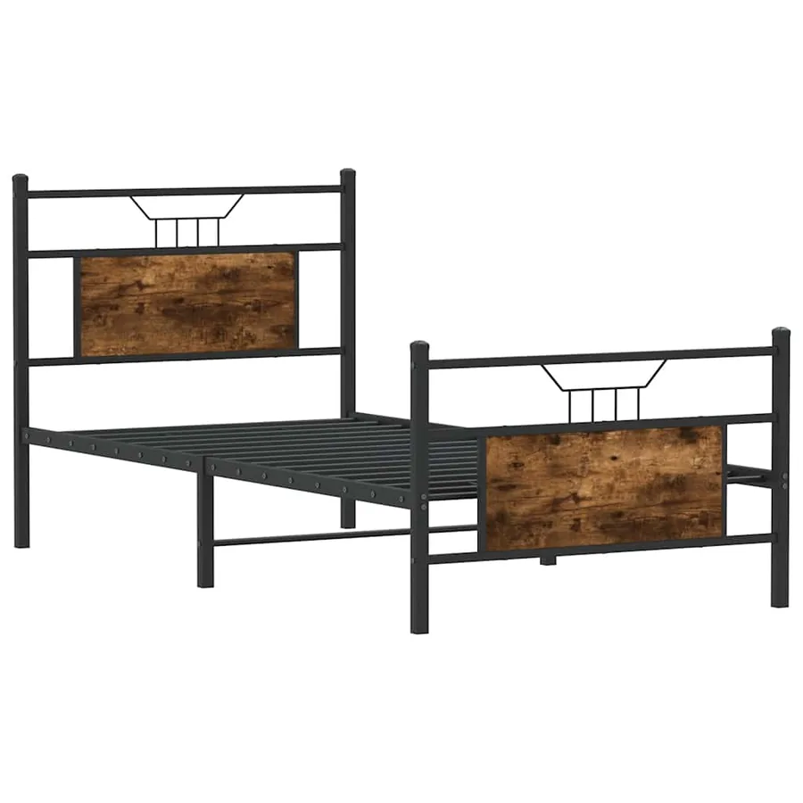 Cadre de lit sans matelas chêne fumé 75x190cm bois d'ingénierie - 5