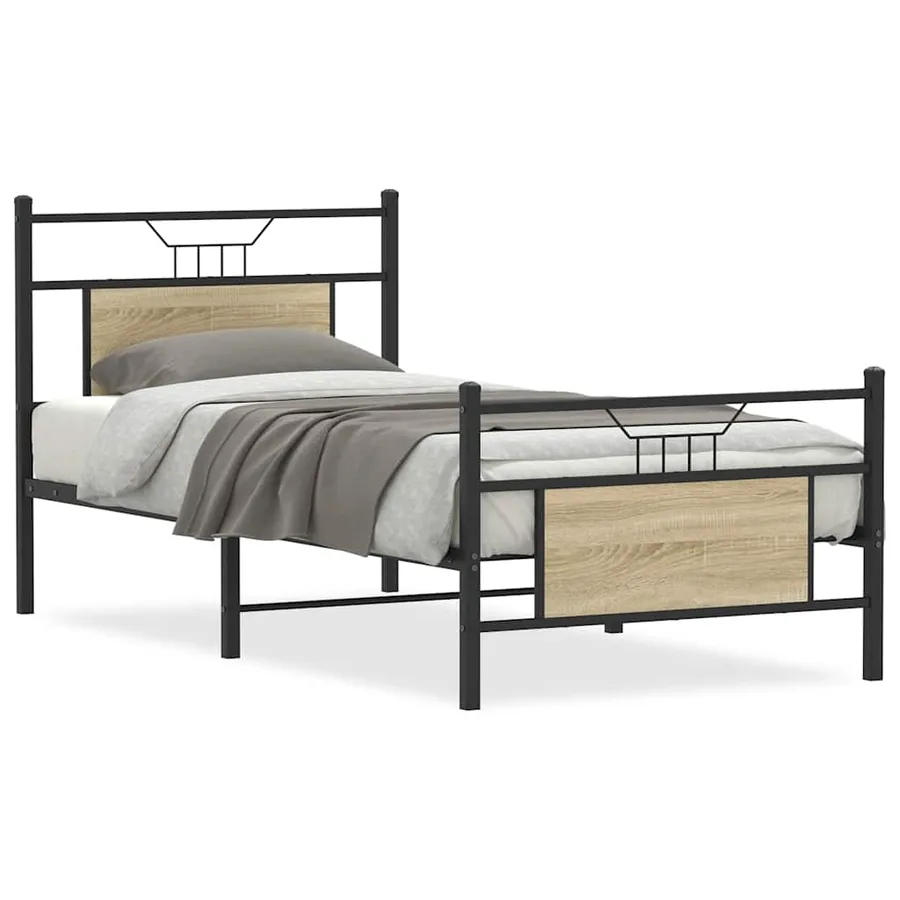 Cadre de lit sans matelas chêne sonoma 90x200 cm - 2