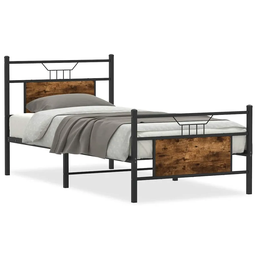 Cadre de lit sans matelas chêne fumé 90x190cm bois d'ingénierie - 2