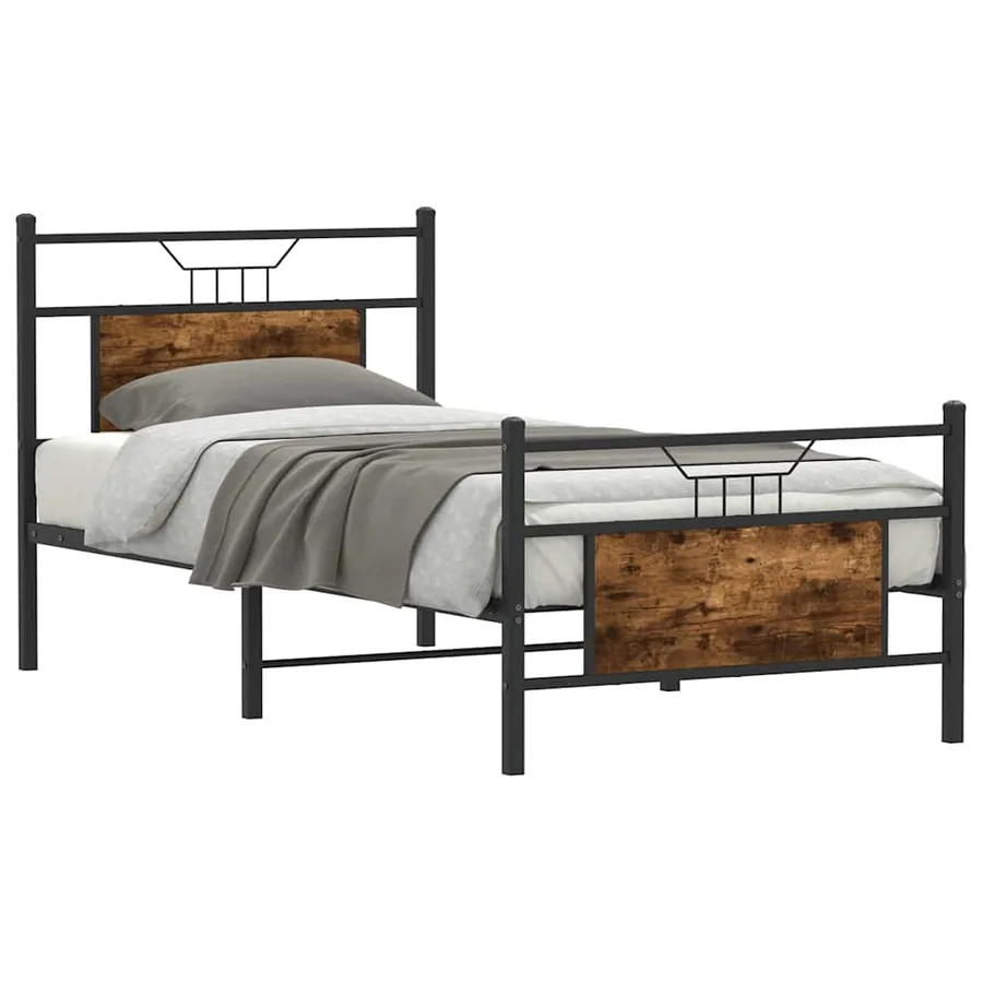 Cadre de lit sans matelas chêne fumé 90x190cm bois d'ingénierie - 3