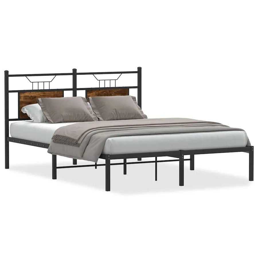 Cadre de lit sans matelas chêne fumé 150x200 cm bois ingénierie - 2