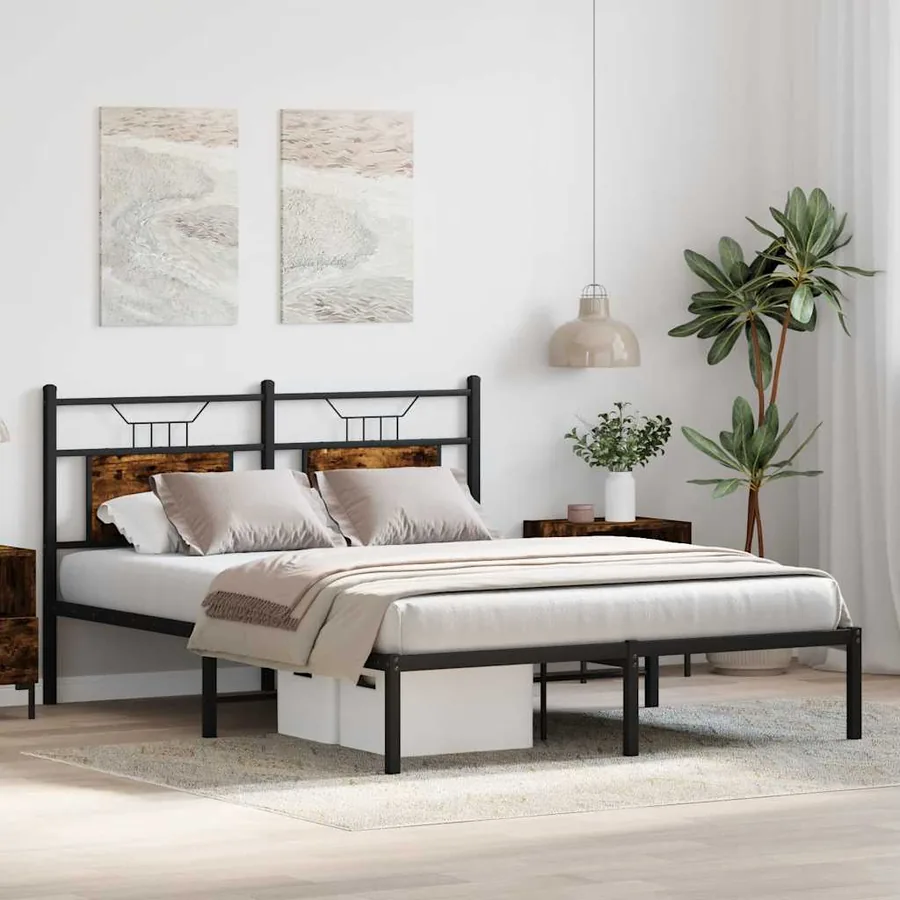 Cadre de lit sans matelas chêne fumé 150x200 cm bois ingénierie - 4