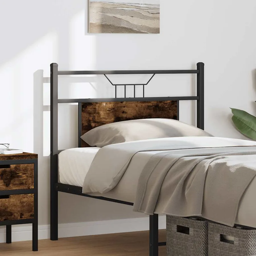 Tête de lit de remplacement chêne fumé 80 cm bois d'ingénierie et acier - 3