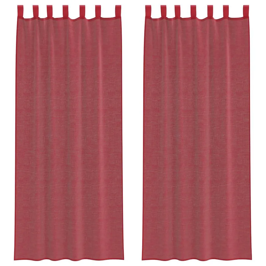 Rideaux en voile avec boucles 2 pcs rouge bordeaux 140x260 cm - 2