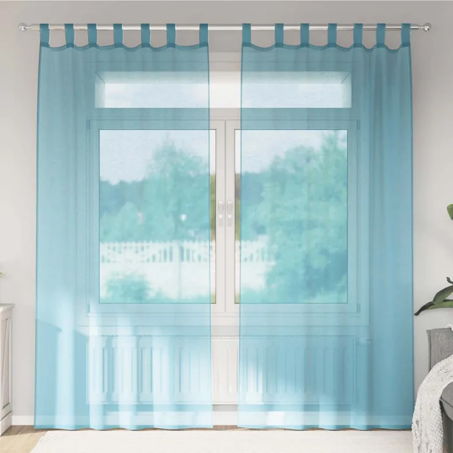 Rideaux en voile avec boucles 2 pcs turquoise 140x225 cm