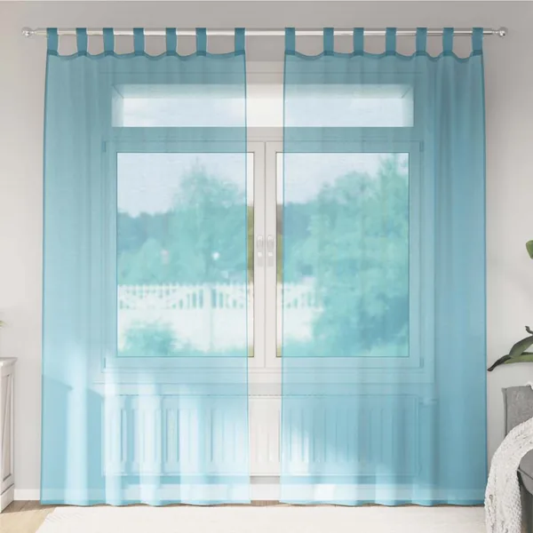 Rideaux en voile avec boucles 2 pcs turquoise 140x225 cm