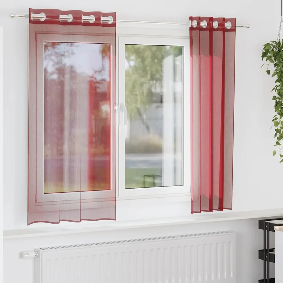 Rideaux en voile avec œillets 2 pcs rouge bordeaux