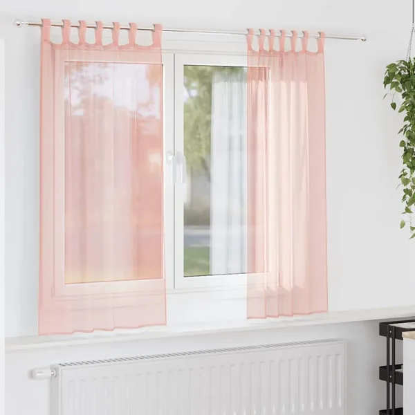 Rideaux en voile avec boucles 2 pcs rose 140x175 cm