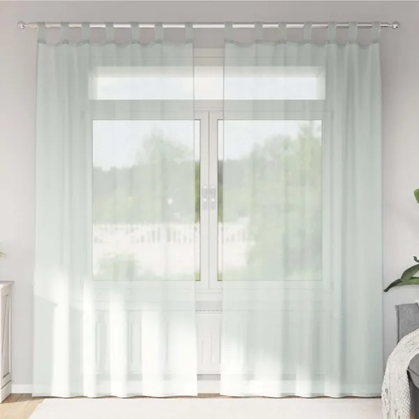 Rideaux en voile avec boucles 2 pcs gris clair 140x225 cm