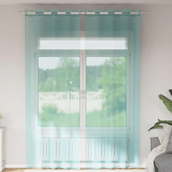 Rideaux en voile avec œillets 2 pcs turquoise