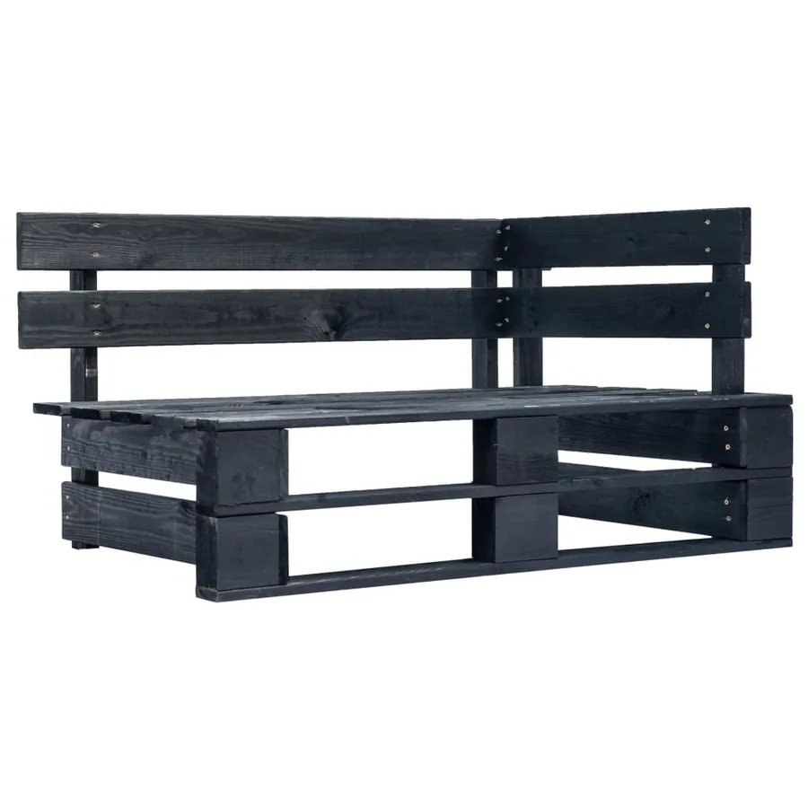 Canapé d'angle palette de jardin noir bois de pin imprégné - 2