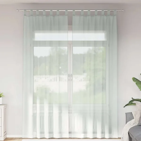 Rideaux en voile avec boucles 2 pcs gris clair 140x260 cm
