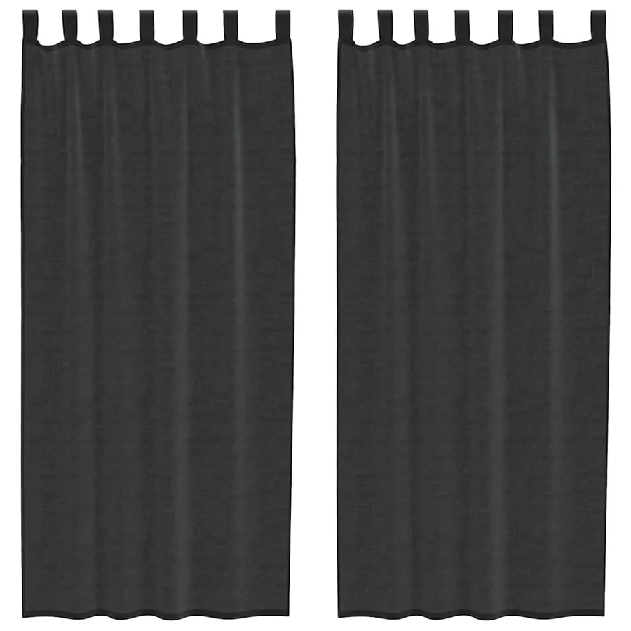 Rideaux en voile avec passants 2 pcs noir - 2