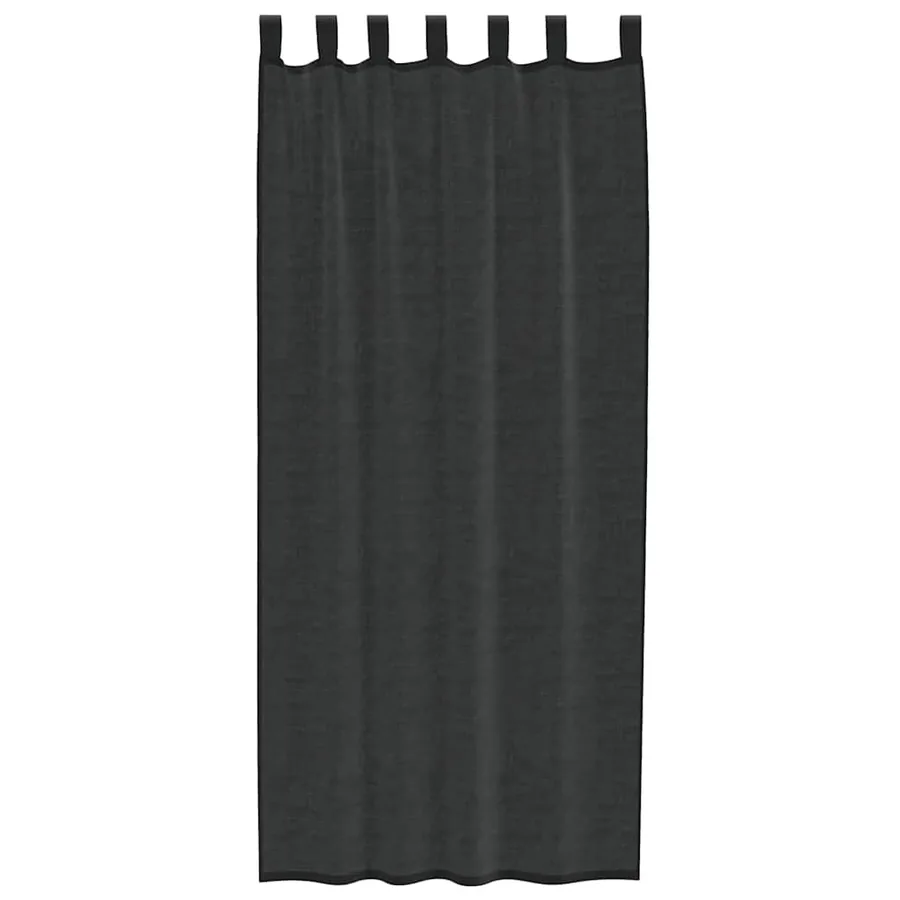 Rideaux en voile avec passants 2 pcs noir - 4