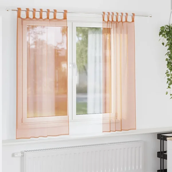 Rideaux en voile avec boucles 2 pcs terre cuite 140x140 cm