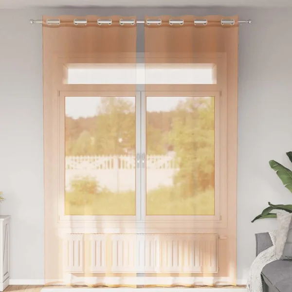 Rideaux en voile avec œillets 2 pcs terre cuite