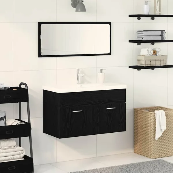 Cabinet de salle de bain Chêne noir 90 x 38,5 x 46 cm