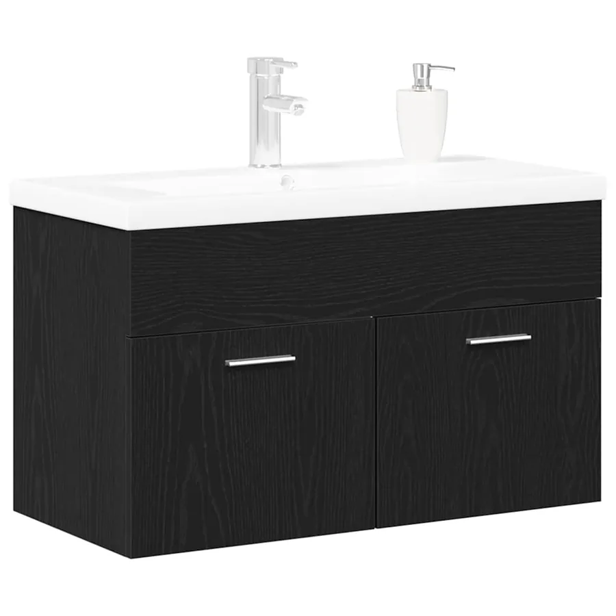 Cabinet de salle de bain Chêne noir 90 x 38,5 x 46 cm - 3