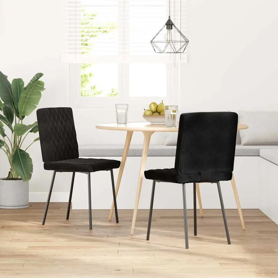 Chaises à manger lot de 2 Noir Velours - 2