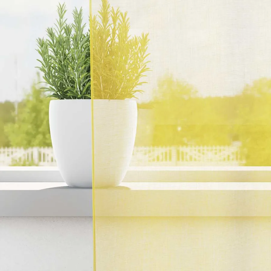 Rideaux en voile avec œillets 2 pcs jaune - 3