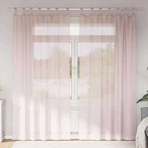 Rideaux en voile avec boucles 2 pcs rose clair 140x245 cm
