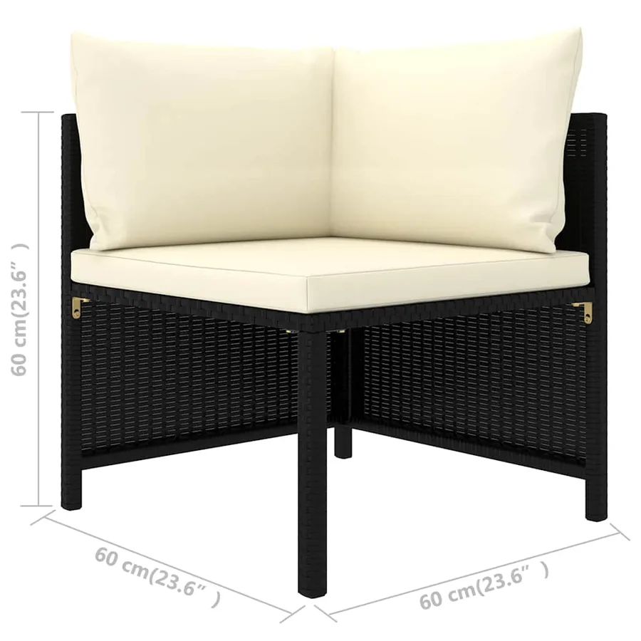 Salon de jardin 7 pcs avec coussins Résine tressée Noir - 10