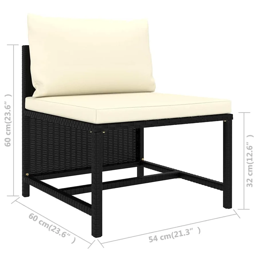 Salon de jardin 7 pcs avec coussins Résine tressée Noir - 11