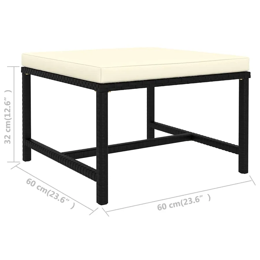 Salon de jardin 7 pcs avec coussins Résine tressée Noir - 12