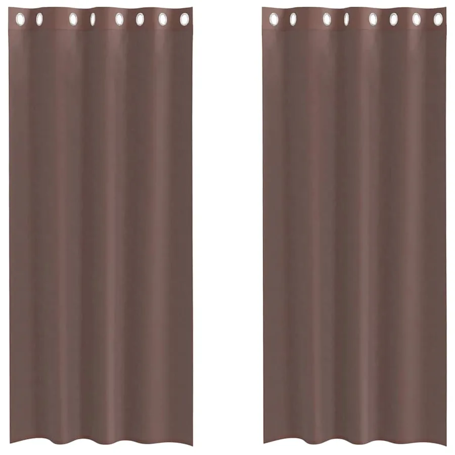 Rideaux en voile avec œillets 2 pcs marron 140x225 cm - 2