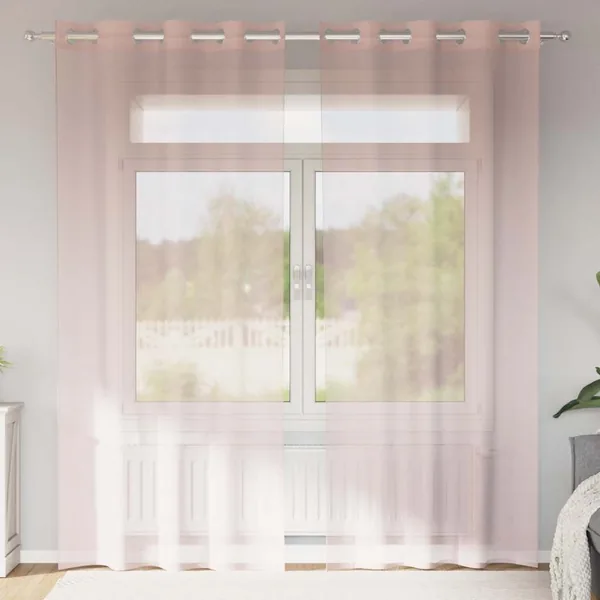 Rideaux en voile avec œillets 2 pcs rose clair 140x245 cm