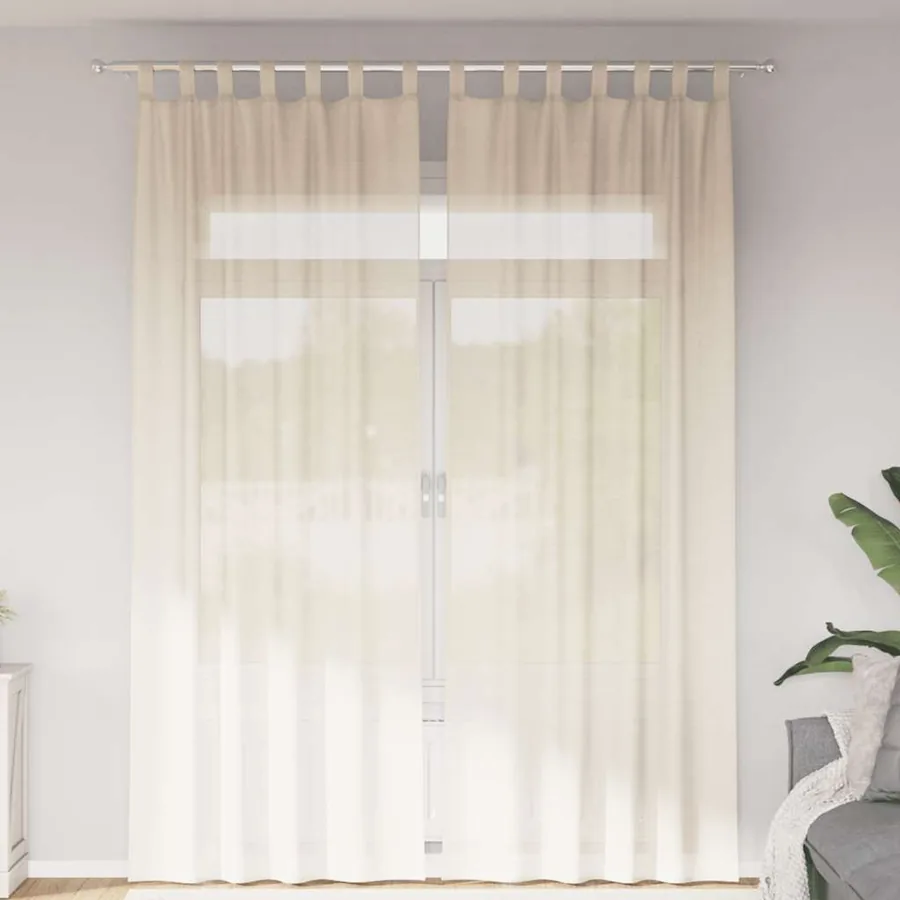 Rideaux en voile avec passants 2 pcs crème