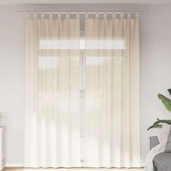 Rideaux en voile avec passants 2 pcs crème