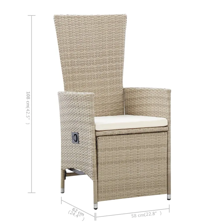 Ensemble à manger de jardin 5 pcs Beige - 12