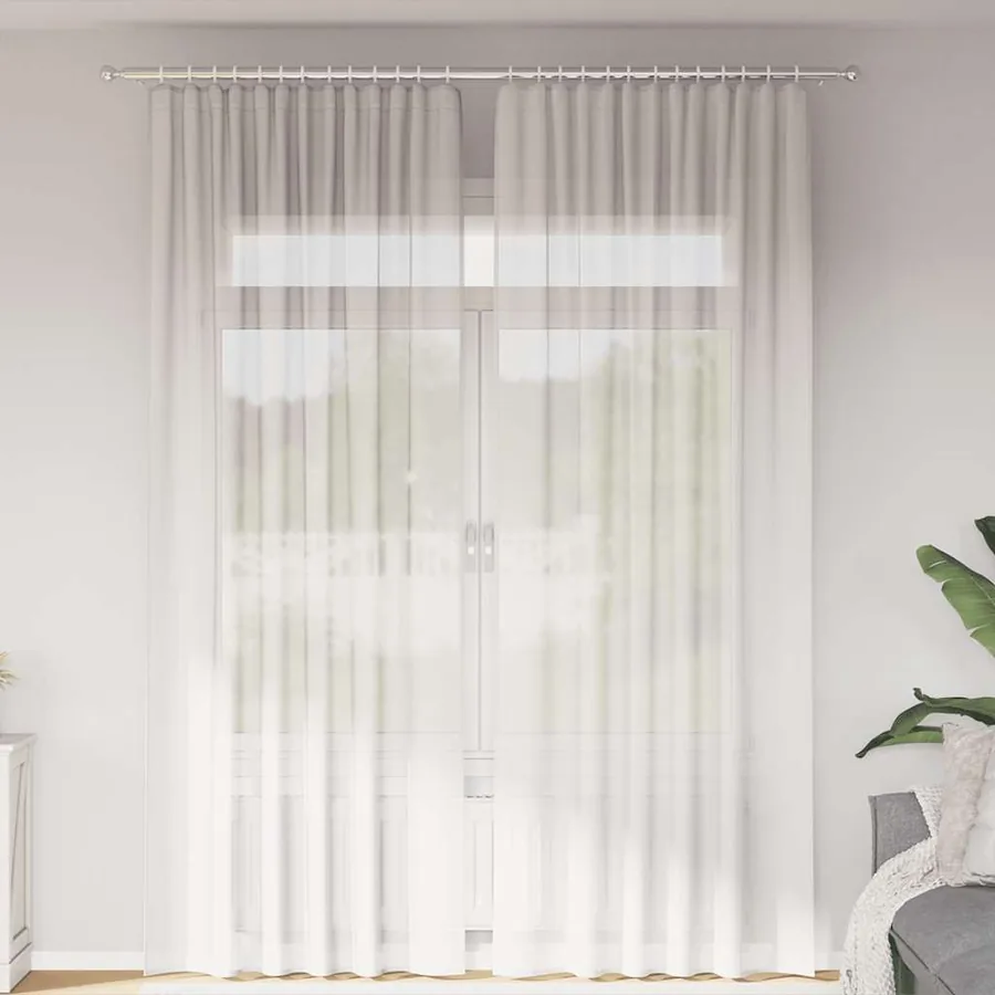 Rideaux en voile avec passe-tringles 2 pcs blanc